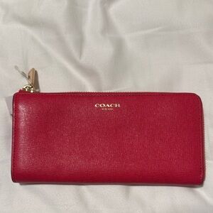 Coach Vibrant Red Zip-Around Wallet